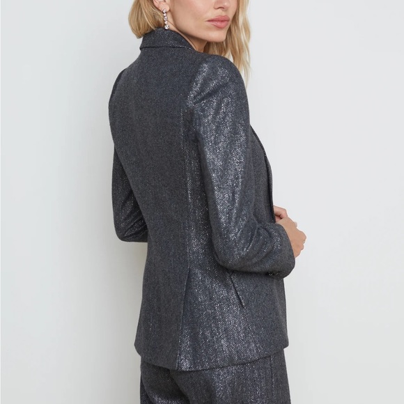 NWT L’AGENCE Chamberlain Blazer Grey Herringbone - Picture 3 of 9